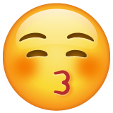 Whatsapp design of the kissing face with closed eyes emoji verson:2.23.2.72