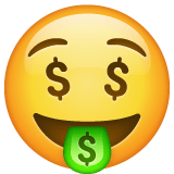 Whatsapp design of the money-mouth face emoji verson:2.23.2.72