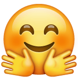 Whatsapp design of the smiling face with open hands emoji verson:2.23.2.72