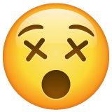 Whatsapp design of the face with crossed-out eyes emoji verson:2.23.2.72