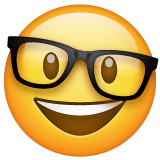 Whatsapp design of the nerd face emoji verson:2.23.2.72