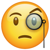 Whatsapp design of the face with monocle emoji verson:2.23.2.72
