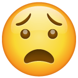 Whatsapp design of the anguished face emoji verson:2.23.2.72