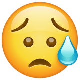 Whatsapp design of the sad but relieved face emoji verson:2.23.2.72