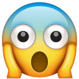 Whatsapp design of the face screaming in fear emoji verson:2.23.2.72