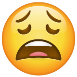Whatsapp design of the weary face emoji verson:2.23.2.72
