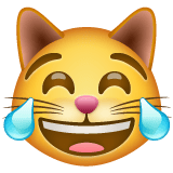 Whatsapp design of the cat with tears of joy emoji verson:2.23.2.72