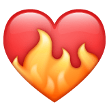 Whatsapp design of the heart on fire emoji verson:2.23.2.72