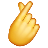 Whatsapp design of the hand with index finger and thumb crossed emoji verson:2.23.2.72