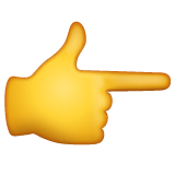 Whatsapp design of the backhand index pointing right emoji verson:2.23.2.72