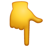 Whatsapp design of the backhand index pointing down emoji verson:2.23.2.72