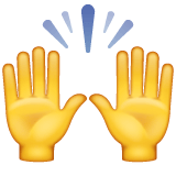 Whatsapp design of the raising hands emoji verson:2.23.2.72