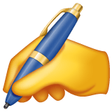 Whatsapp design of the writing hand emoji verson:2.23.2.72