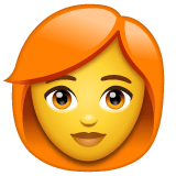 Whatsapp design of the woman: red hair emoji verson:2.23.2.72