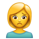 Whatsapp design of the woman frowning emoji verson:2.23.2.72
