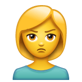 Whatsapp design of the woman pouting emoji verson:2.23.2.72