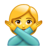Whatsapp design of the woman gesturing NO emoji verson:2.23.2.72