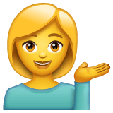 Whatsapp design of the woman tipping hand emoji verson:2.23.2.72