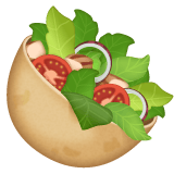 Whatsapp design of the stuffed flatbread emoji verson:2.23.2.72