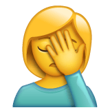 Whatsapp design of the woman facepalming emoji verson:2.23.2.72