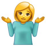 Whatsapp design of the woman shrugging emoji verson:2.23.2.72