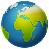 Whatsapp design of the globe showing Europe-Africa emoji verson:2.23.2.72