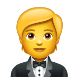 Whatsapp design of the person in tuxedo emoji verson:2.23.2.72