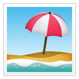Whatsapp design of the beach with umbrella emoji verson:2.23.2.72