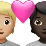 Apple design of the couple with heart: person person medium-light skin tone dark skin tone emoji verson:ios 16.4