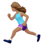 Apple design of the woman running: medium skin tone emoji verson:ios 16.4