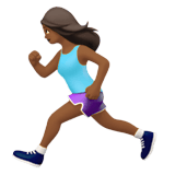 Apple design of the woman running: medium-dark skin tone emoji verson:ios 16.4