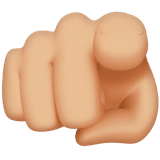 Apple design of the index pointing at the viewer: medium-light skin tone emoji verson:ios 16.4