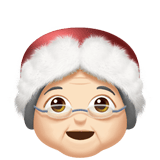 Apple design of the Mrs. Claus: light skin tone emoji verson:ios 16.4