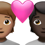 Apple design of the couple with heart: person person medium skin tone dark skin tone emoji verson:ios 16.4