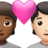 Apple design of the couple with heart: person person medium-dark skin tone light skin tone emoji verson:ios 16.4