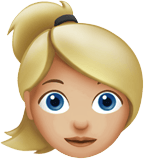 Apple design of the woman: medium-light skin tone blond hair emoji verson:ios 16.4