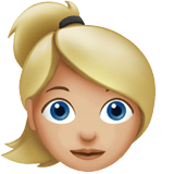 Apple design of the woman: medium-light skin tone blond hair emoji verson:ios 16.4