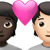 Apple design of the couple with heart: person person dark skin tone light skin tone emoji verson:ios 16.4