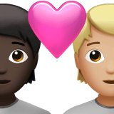 Apple design of the couple with heart: person person dark skin tone medium-light skin tone emoji verson:ios 16.4