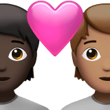 Apple design of the couple with heart: person person dark skin tone medium skin tone emoji verson:ios 16.4