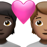 Apple design of the couple with heart: person person dark skin tone medium skin tone emoji verson:ios 16.4