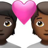 Apple design of the couple with heart: person person dark skin tone medium-dark skin tone emoji verson:ios 16.4