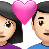 Apple design of the couple with heart: woman man light skin tone emoji verson:ios 16.4
