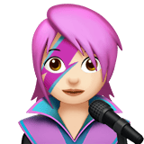 Apple design of the woman singer: light skin tone emoji verson:ios 16.4