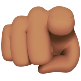 Apple Apple design of the index pointing at the viewer: medium skin tone emoji verson:ios 16.4