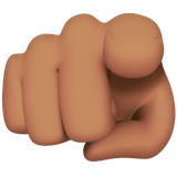 Apple design of the index pointing at the viewer: medium skin tone emoji verson:ios 16.4