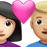 Apple design of the couple with heart: woman man light skin tone medium-light skin tone emoji verson:ios 16.4