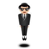Apple design of the person in suit levitating: light skin tone emoji verson:ios 16.4