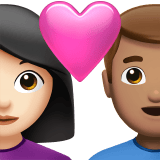 Apple design of the couple with heart: woman man light skin tone medium skin tone emoji verson:ios 16.4