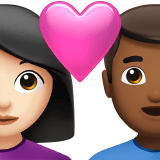 Apple design of the couple with heart: woman man light skin tone medium-dark skin tone emoji verson:ios 16.4
